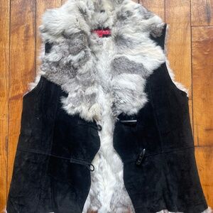 Rene Derhy Genuine Fur Lined Suede Vest | Size L